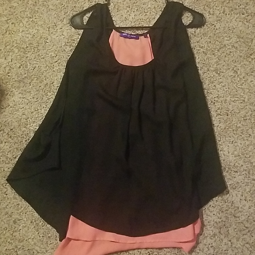 Black and coral layered shirt